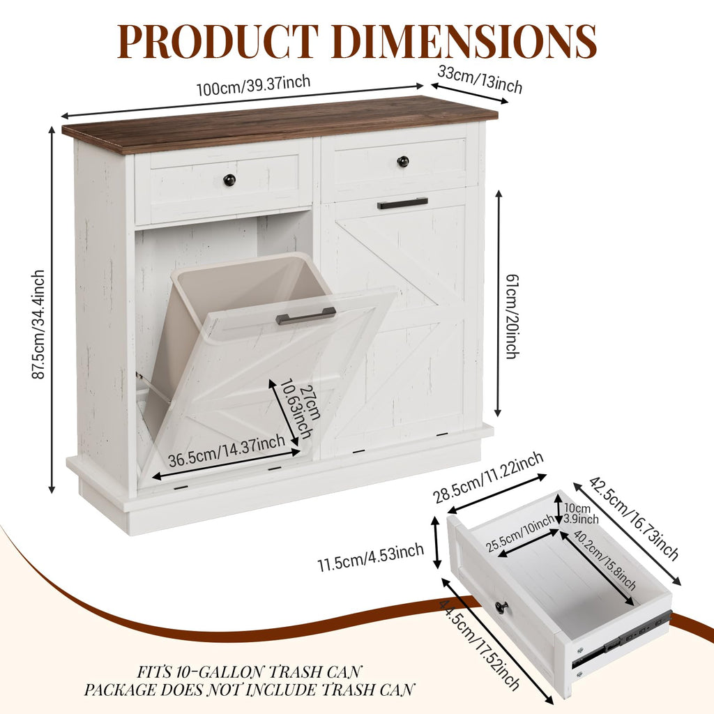 White 20 Gallon Tilt Out Trash Can Cabinet F891