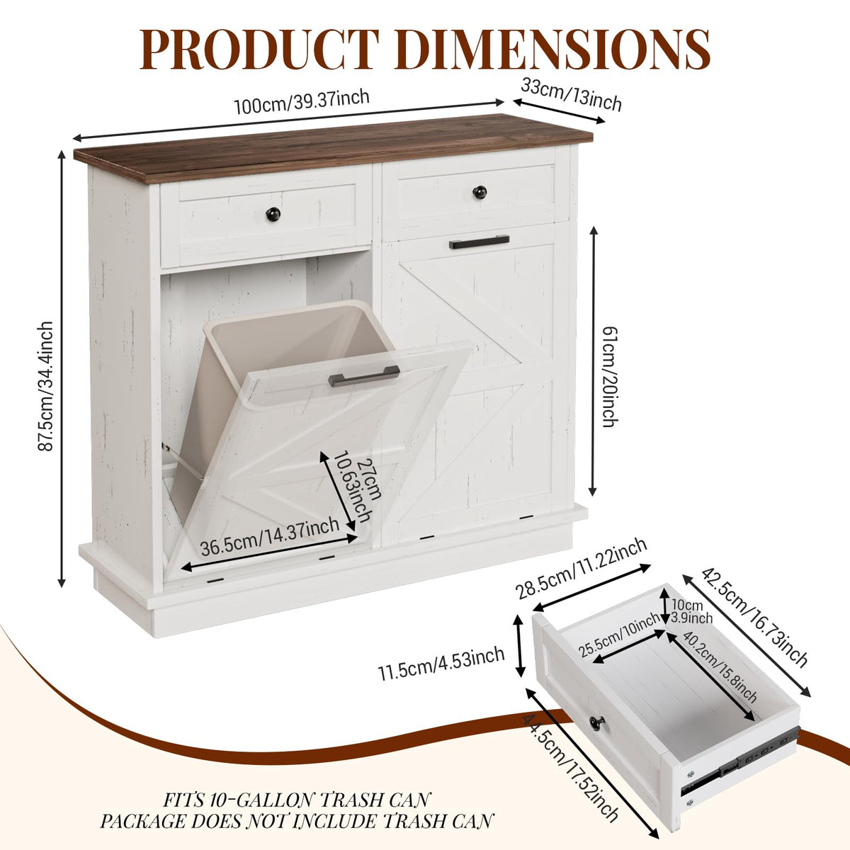 White 20 Gallon Tilt Out Trash Can Cabinet F891