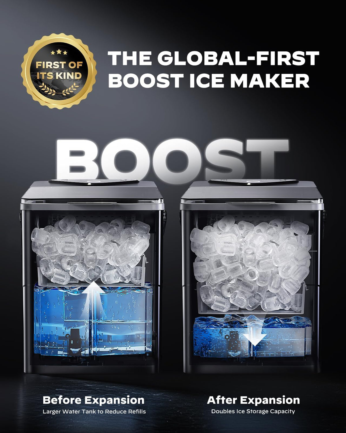 Countertop Ice Maker with 2.5L Ice Basket & 1.8L Water Tank, 26Lbs/24H E40027