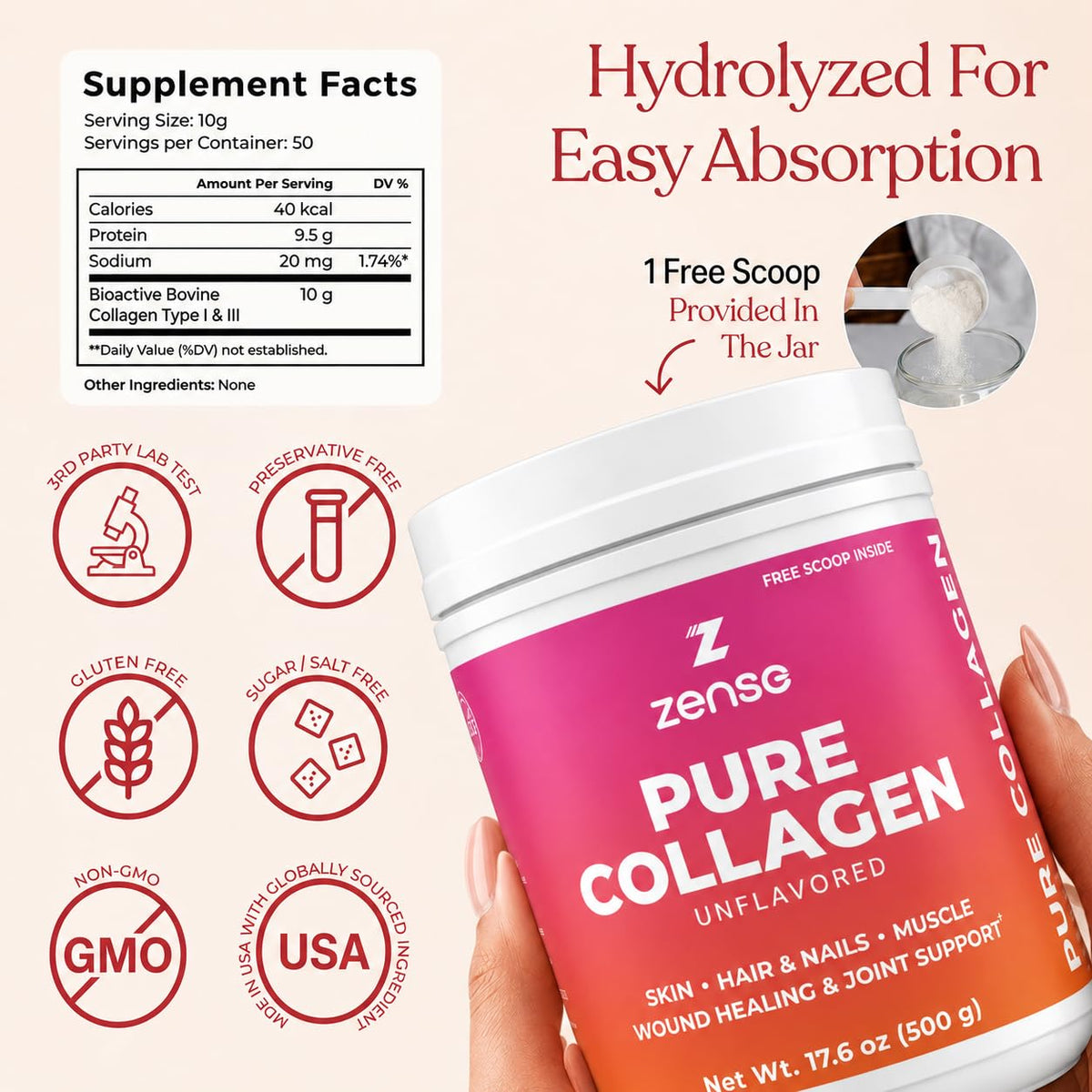 Hydrolyzed Collagen Powder 500 g G598443