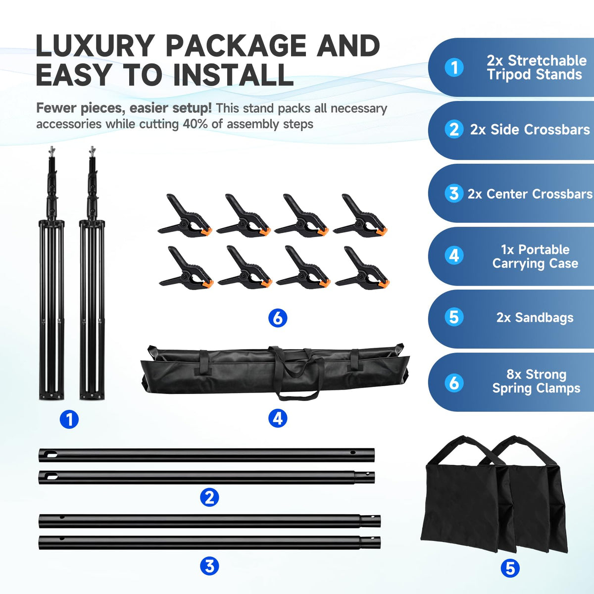 8x10ft Adjustable Backdrop Stand Kit with Carrying Case T95112