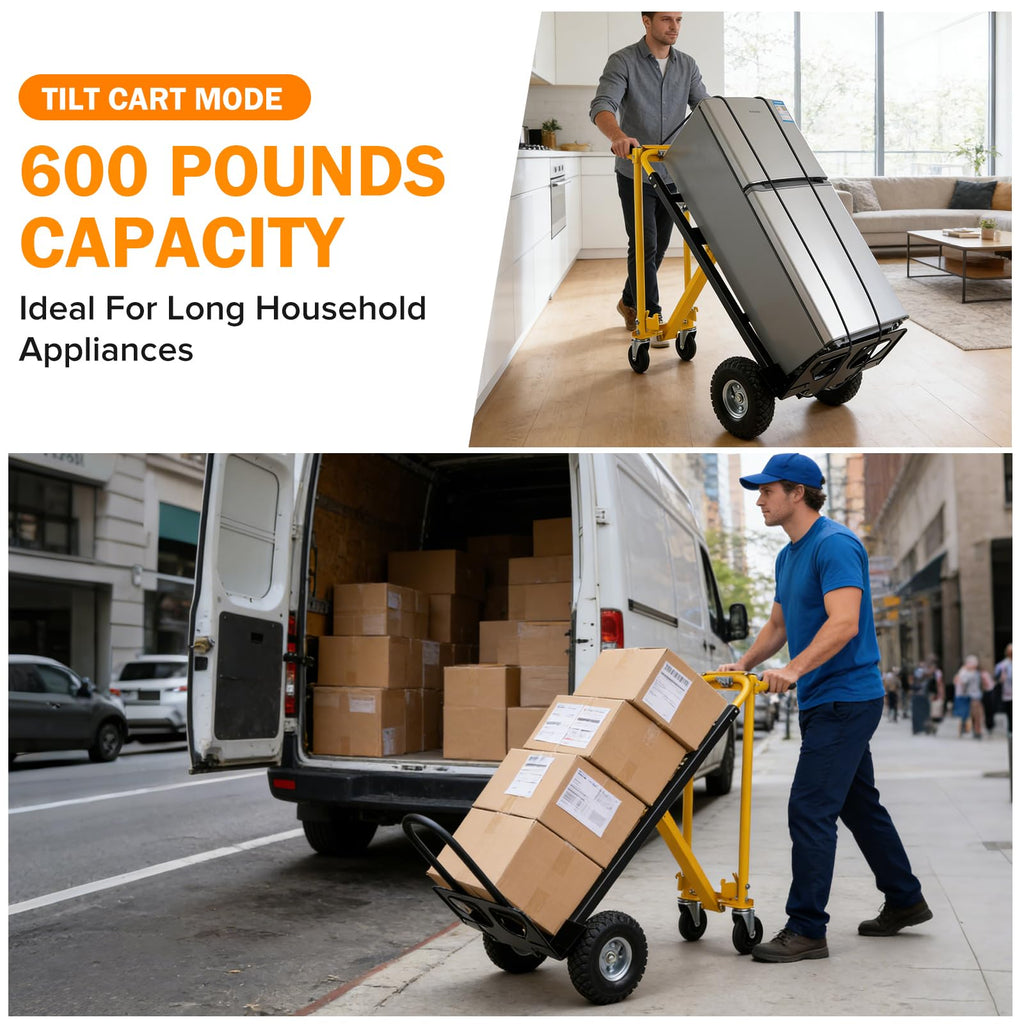 3 in 1 Convertible Hand Truck Dolly Cart with 10" Pneumatic Wheels, 1000LBS Capacity M67590