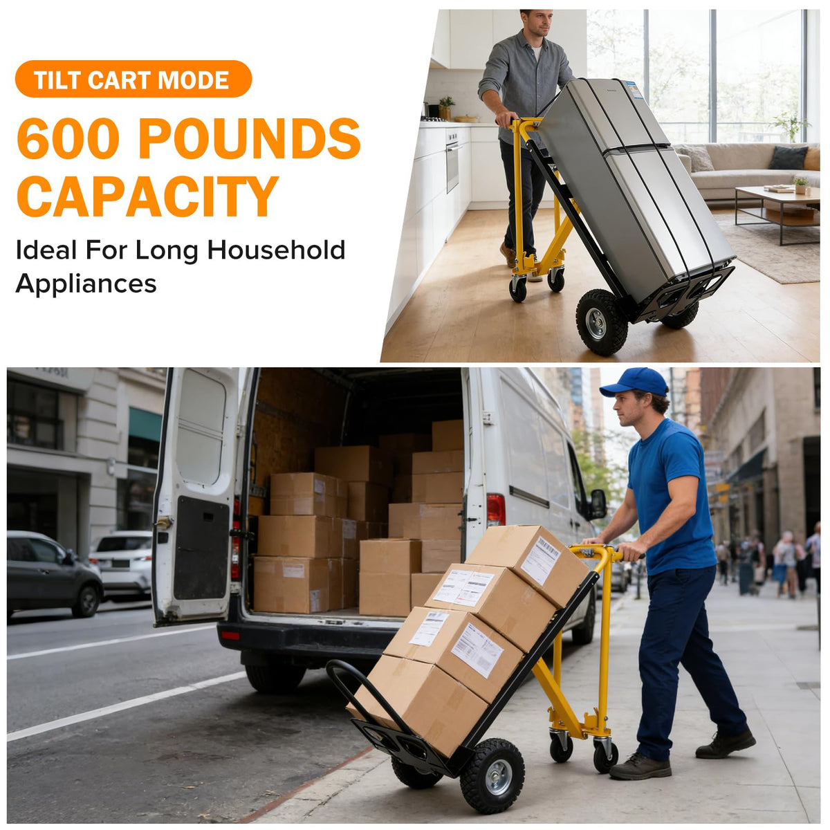 3 in 1 Convertible Hand Truck Dolly Cart with 10" Pneumatic Wheels, 1000LBS Capacity M67590