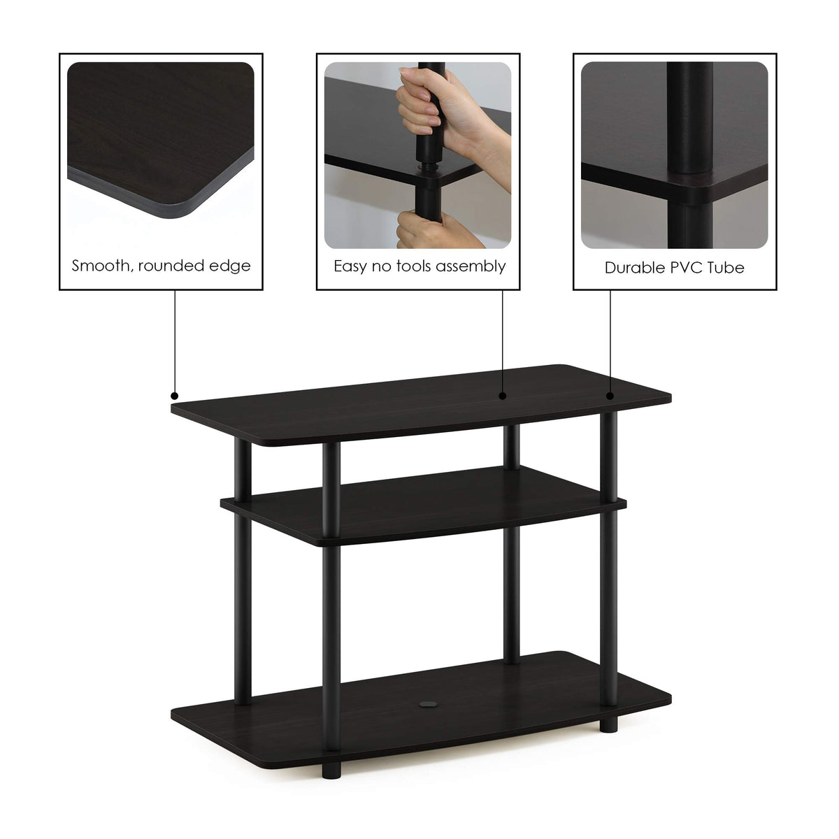 3-Tier Espresso Black TV Stand H5179