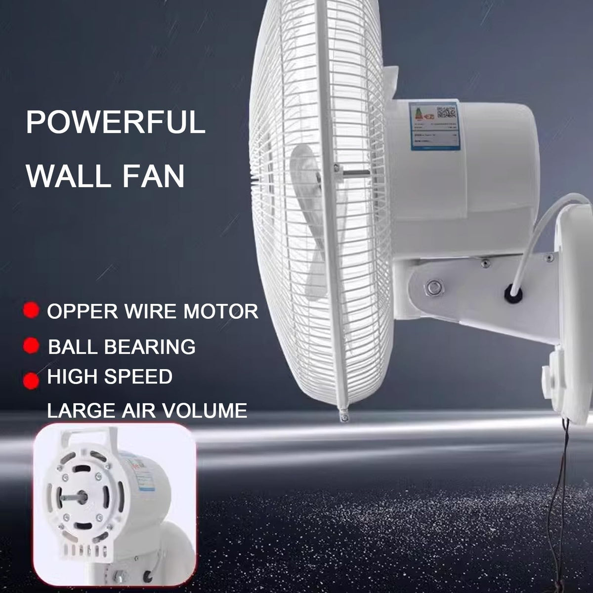 Wall Mount Fan 3 Speeds White 16in Z639