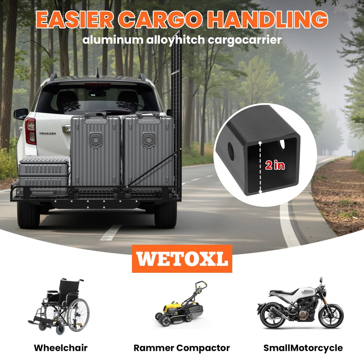 Hitch Cargo Carrier, 800lb Capacity Aluminum Cargo Basket with Folding Ramp T6484