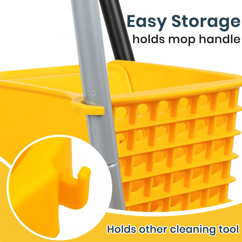 35 Qt Commercial Mop Bucket with Side Press Wringer on Wheels D172