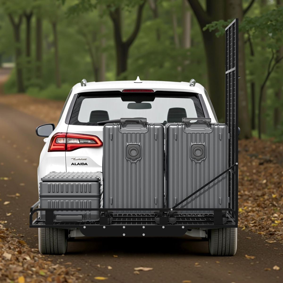 Hitch Cargo Carrier, 800lb Capacity Aluminum Cargo Basket with Folding Ramp T6484