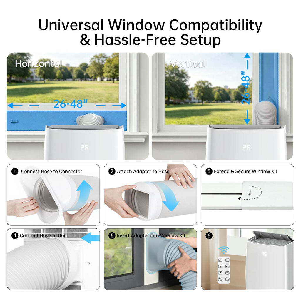 14000 BTU 5-in-1 Portable Air Conditioner with Remote Control and Window Kit J19872