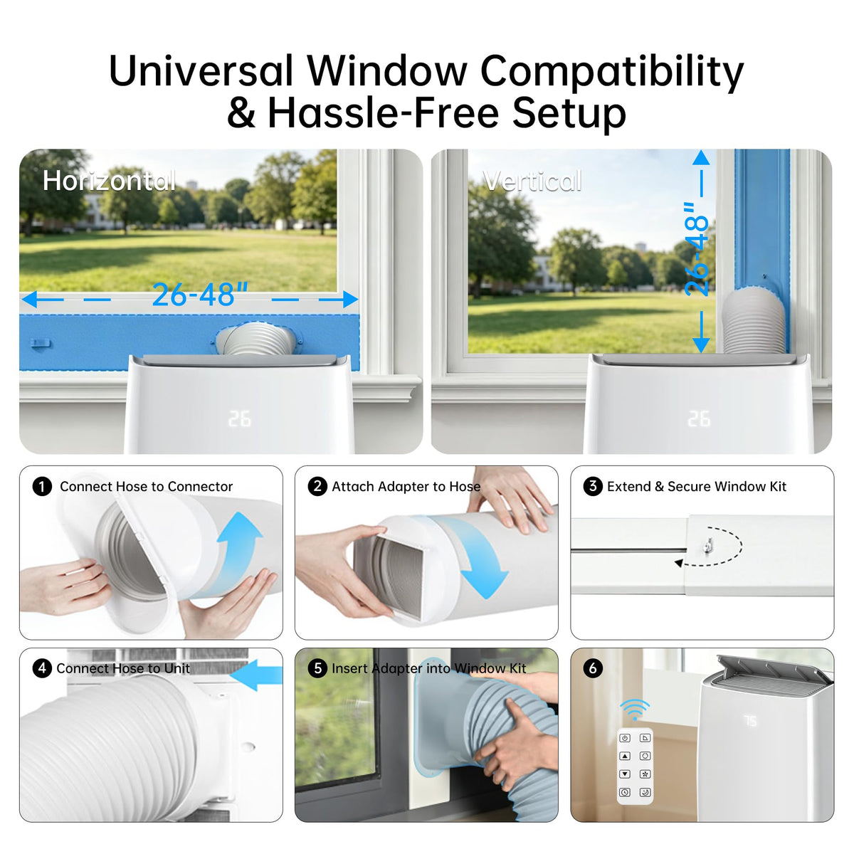 14000 BTU 5-in-1 Portable Air Conditioner with Remote Control and Window Kit J19872