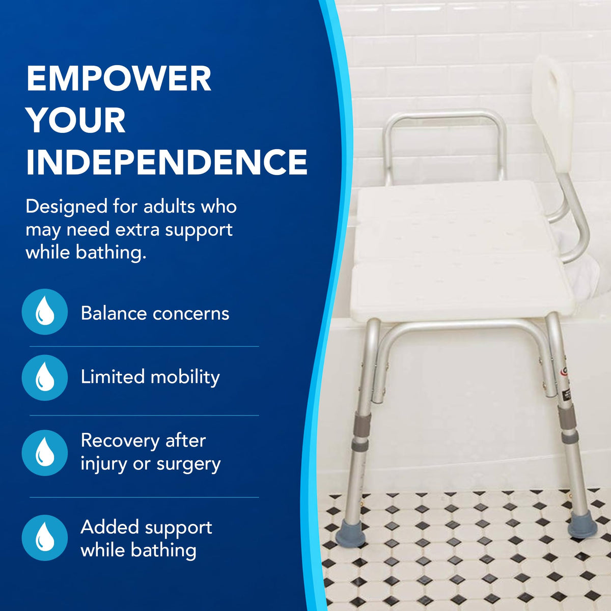 Height Adjustable Shower Bench and Shower Chair P389