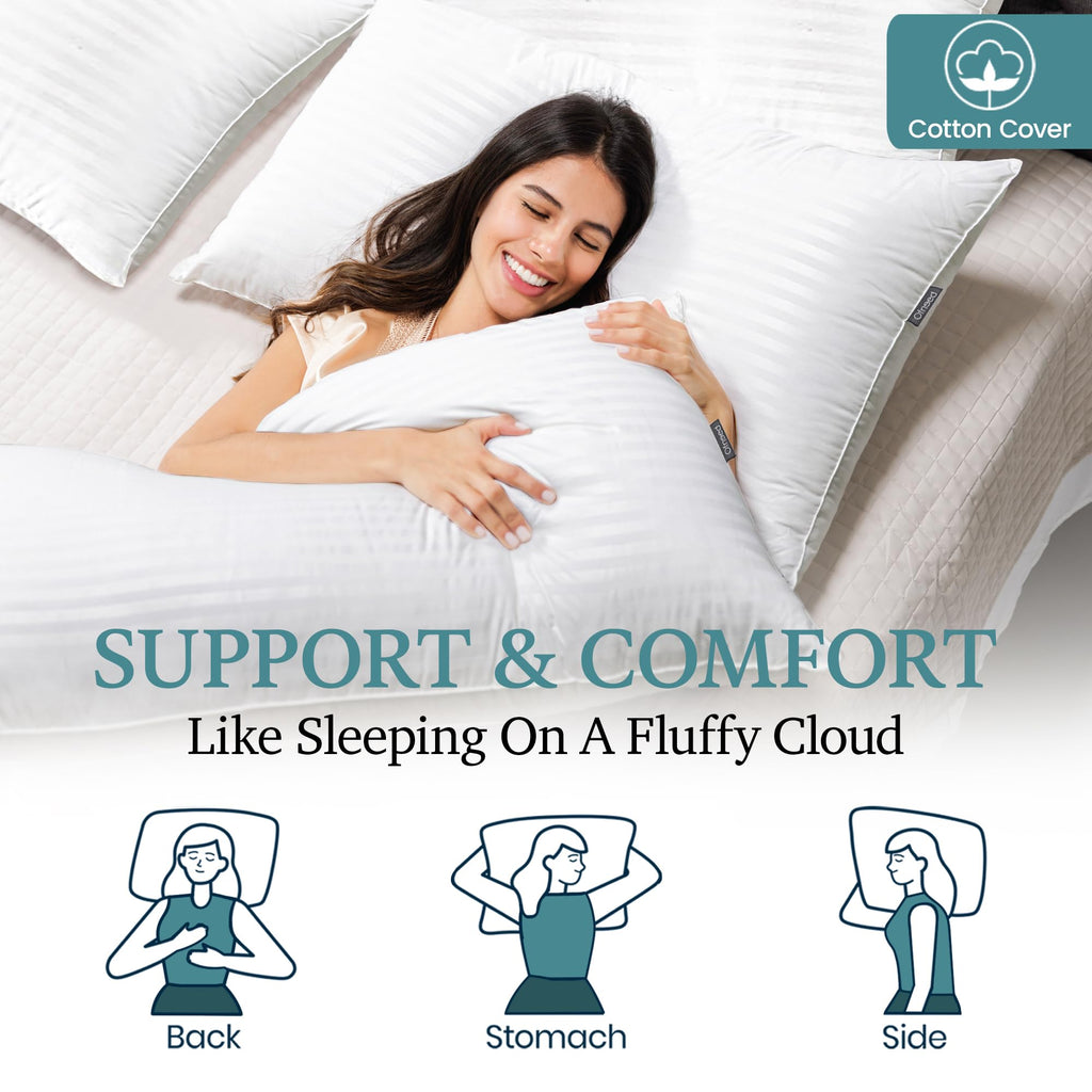 King Size Down Alternative Pillows Set of 2 Cotton Cover 20"x36" F4518
