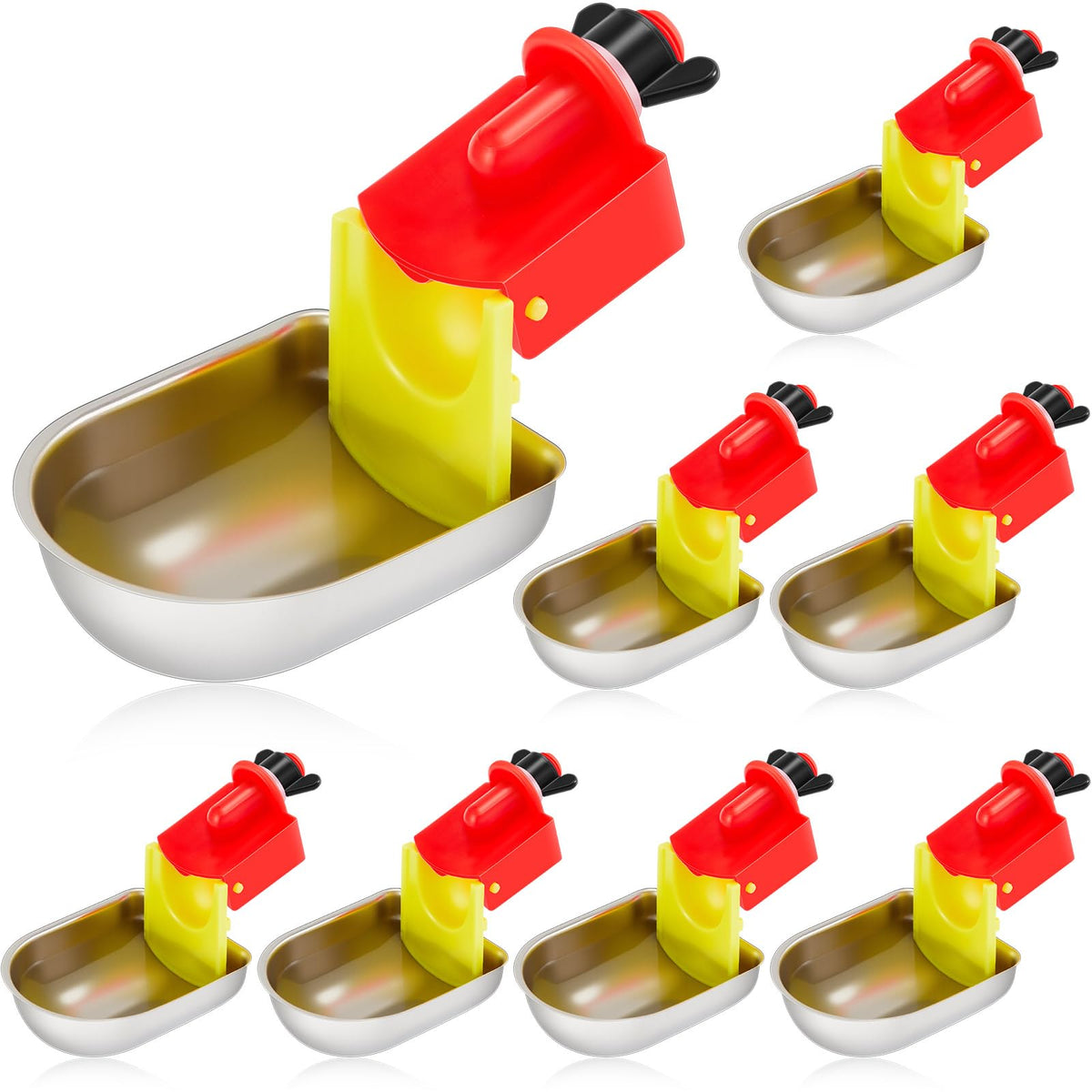 8 Pack Stainless Steel Auto Fill Chicken Waterer Cups X1150