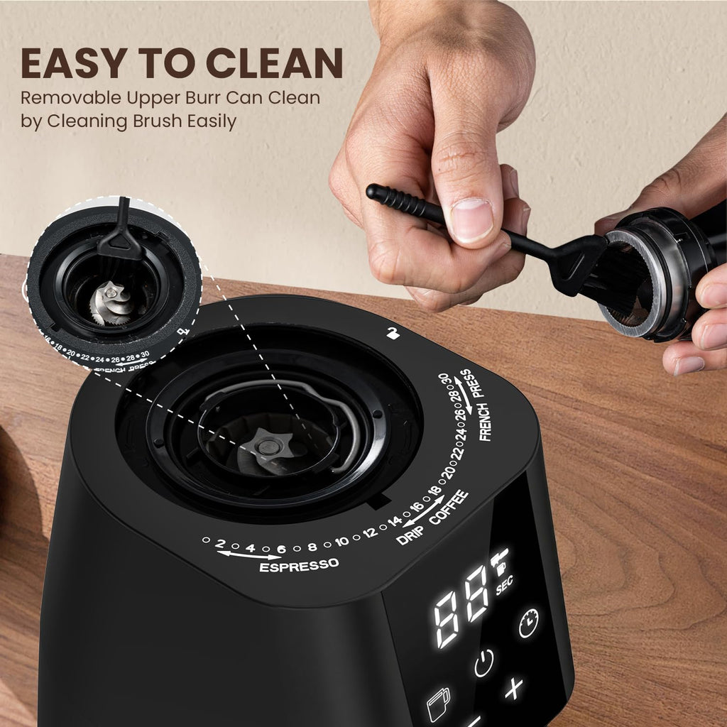 Electric Conical Burr Coffee Grinder, 30 Grind Settings, Black P549