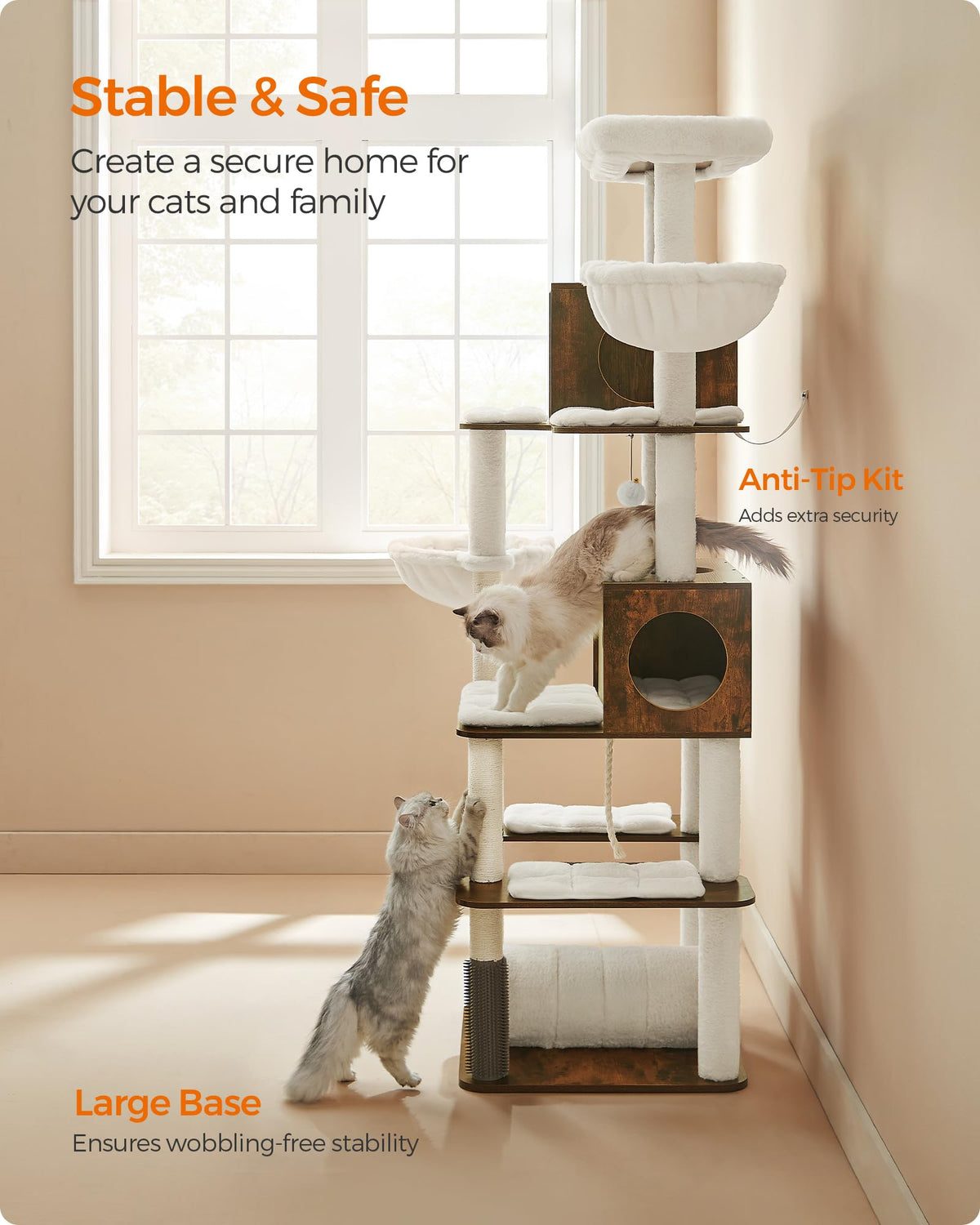 Cat Tree with 2 Caves and 2 Hammocks Z91695