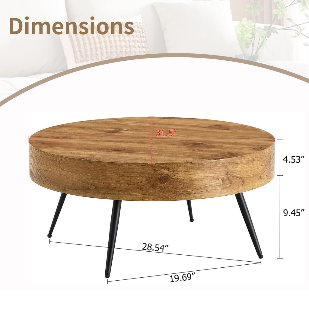 Round Wood Coffee Table with Metal Legs Z827753