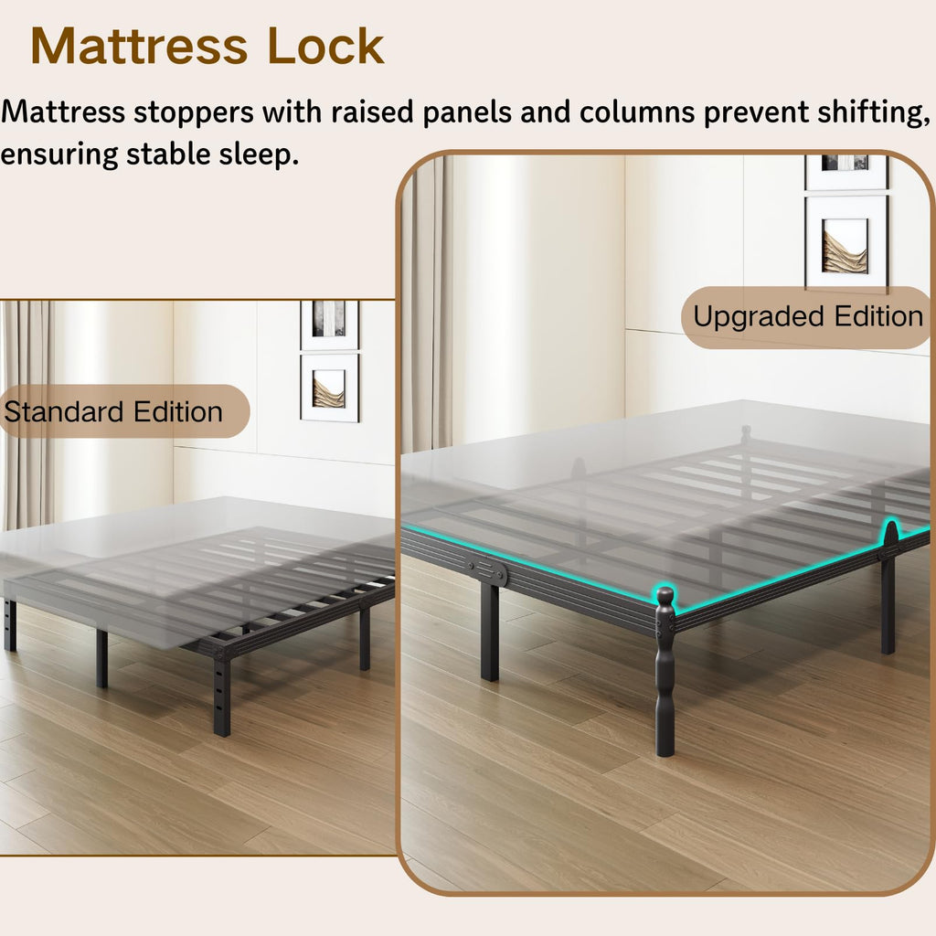 Queen Size Black Metal Bed Frame with Storage F30065