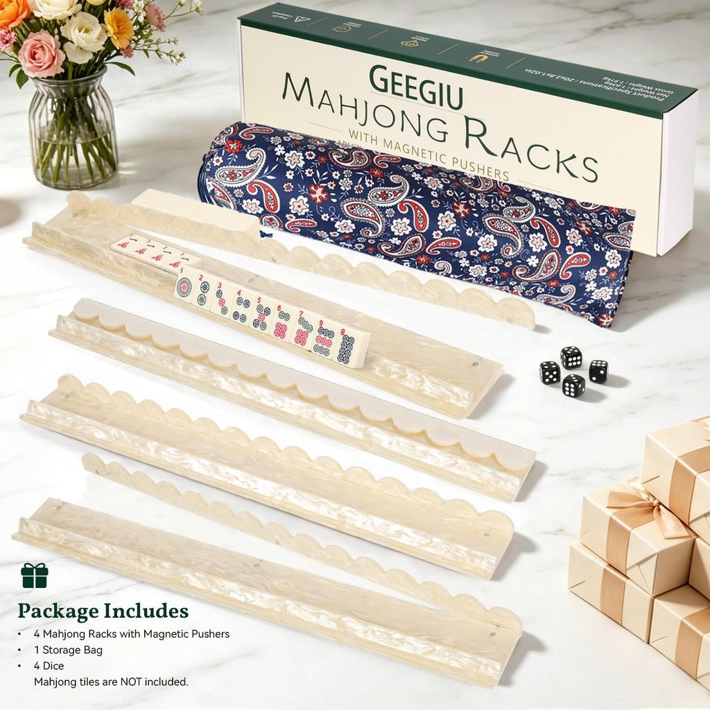 20 Inch Acrylic Mahjong Racks with Magnetic Pushers Set of 4 I79999