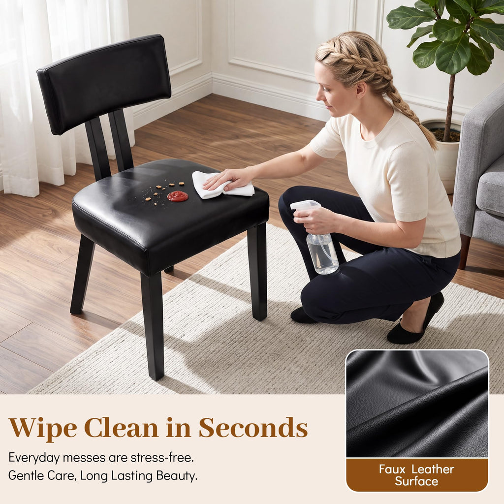 Gloss Black Upholstered Dining Chairs Set of 2 V913895