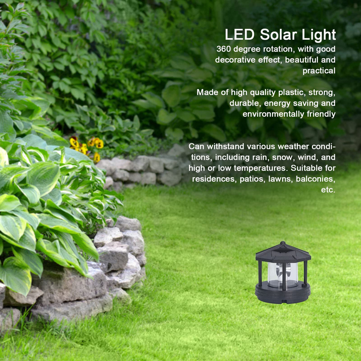 LED Solar Light, 360 Degree Rotating Waterproof Outdoor Lantern J25243