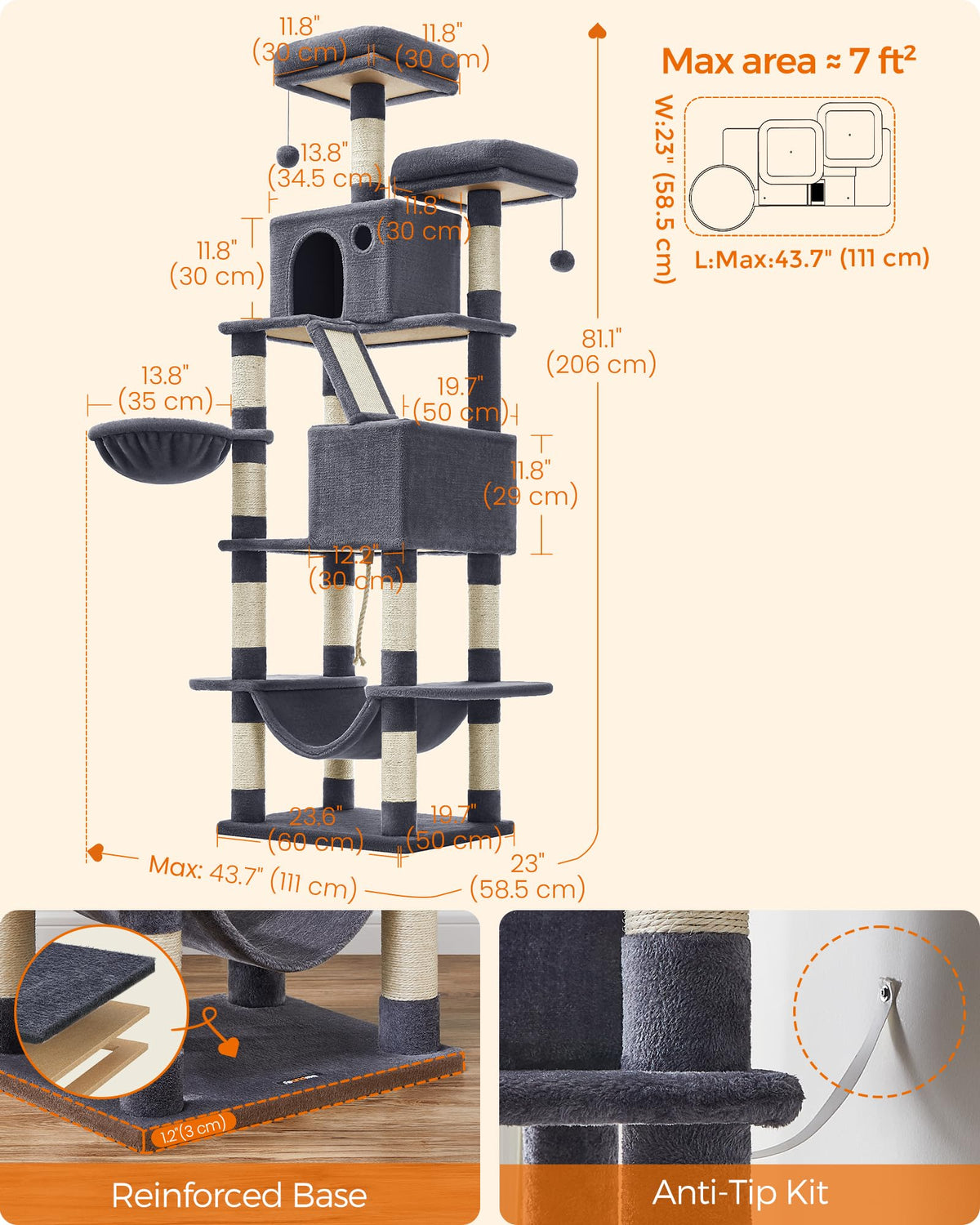 81.1-Inch Multi-Level Cat Tree M748