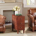 Fully Assembled Set of 2 Narrow 3 Drawer Brown End Table M97434