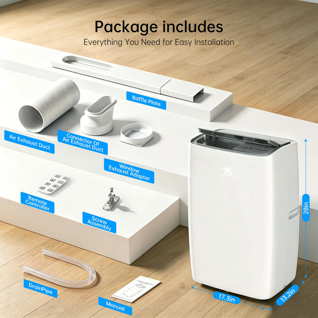 14000 BTU 5-in-1 Portable Air Conditioner with Remote Control and Window Kit J19872