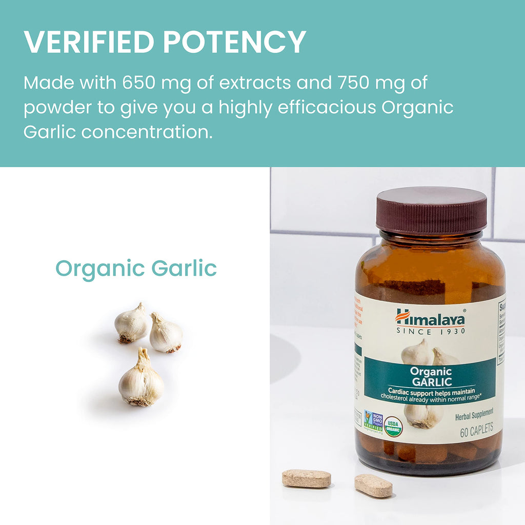 USDA Organic Garlic Supplements 1400 mg 60 Caplets F173