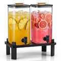 2 PCS 3 Gallon Glass Beverage Dispenser with Wood Stand X260846