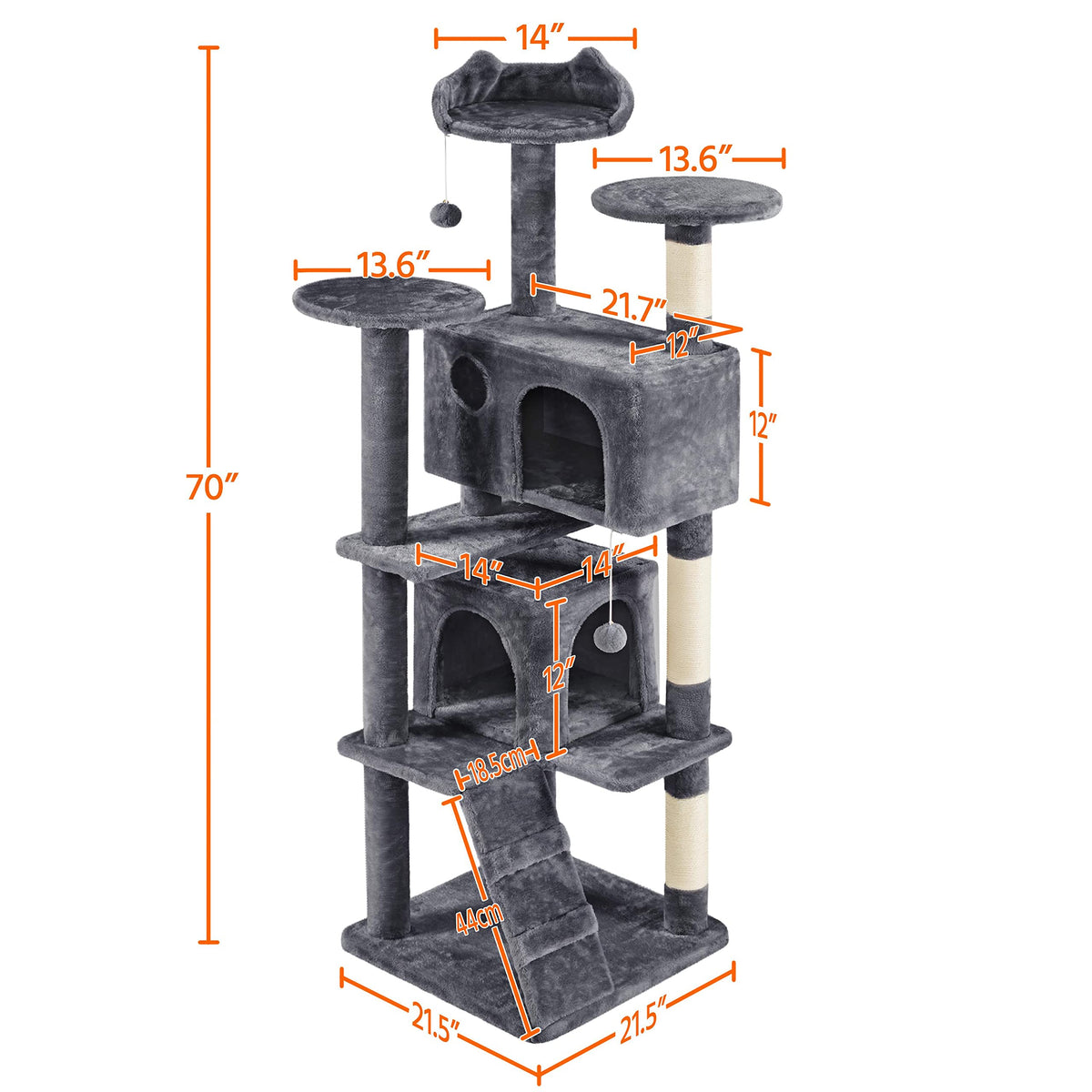 70in Cat Tree with Sisal Scratching Post N996