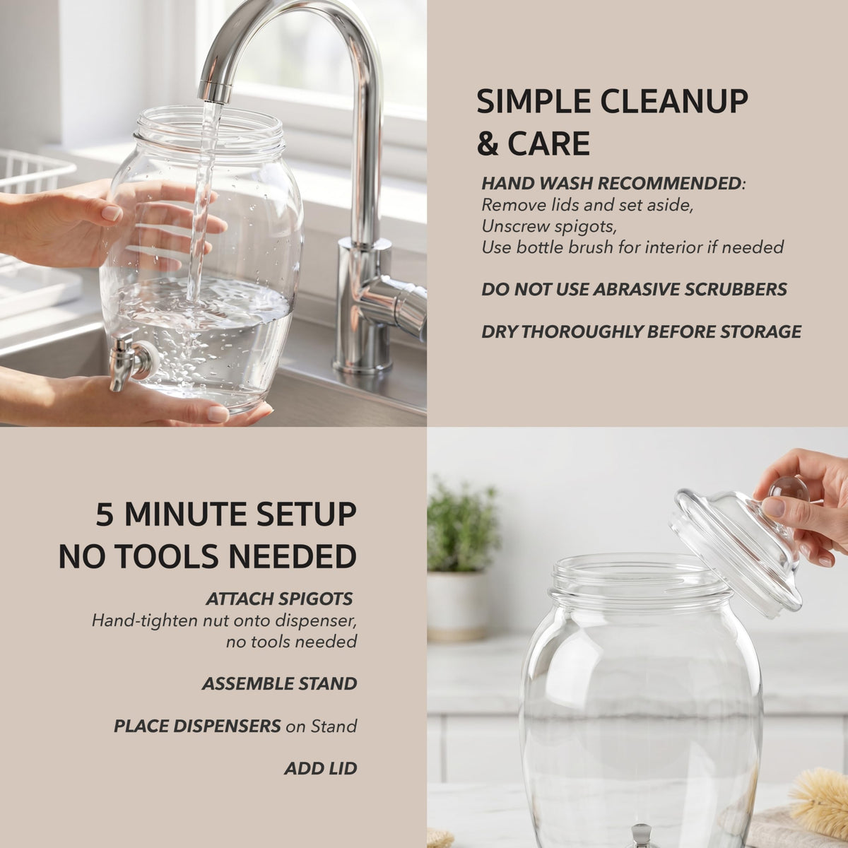 Glass Beverage Dispenser with Metal Stand 2 Gal H431608