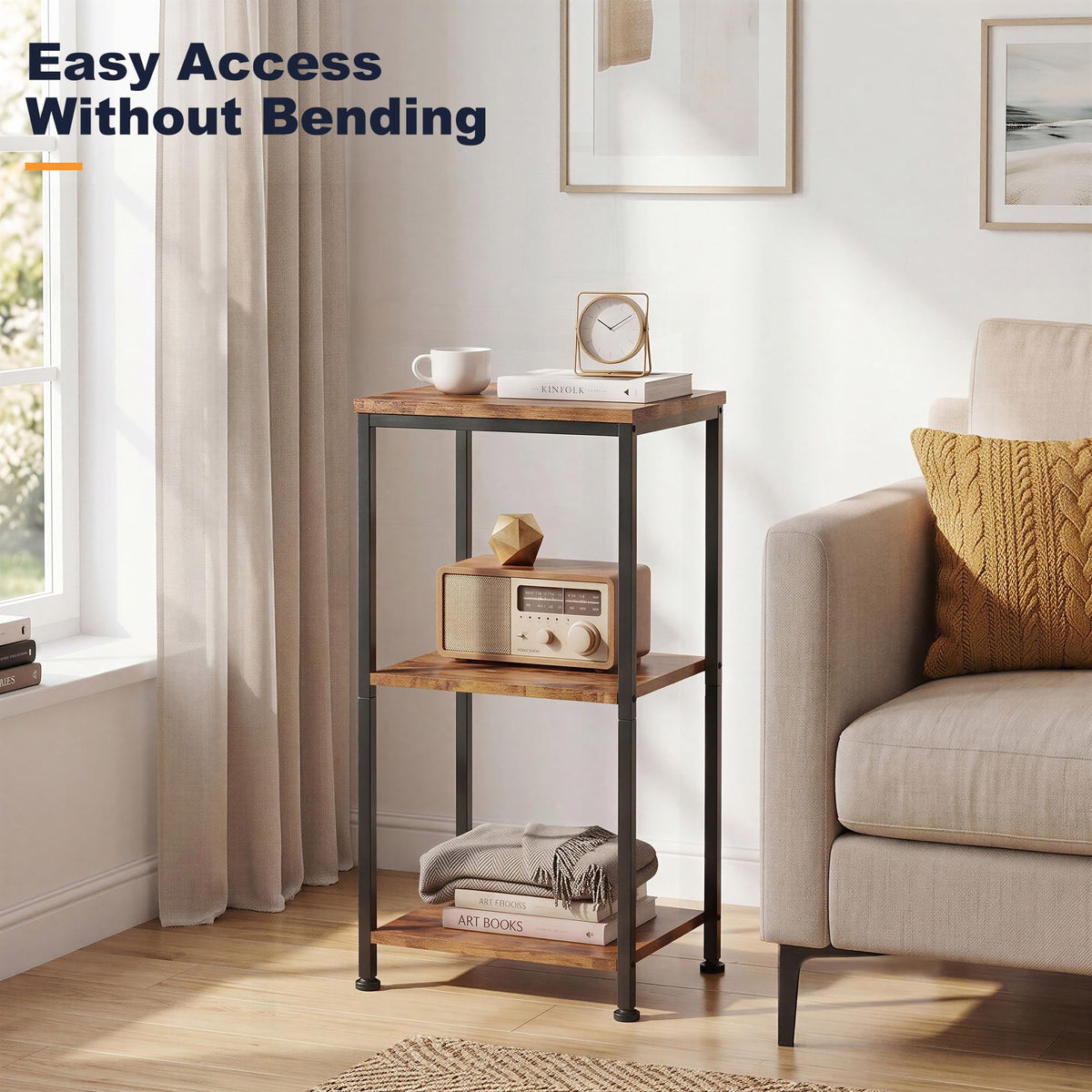 3-Tier Side Table with Adjustable Shelf W616012