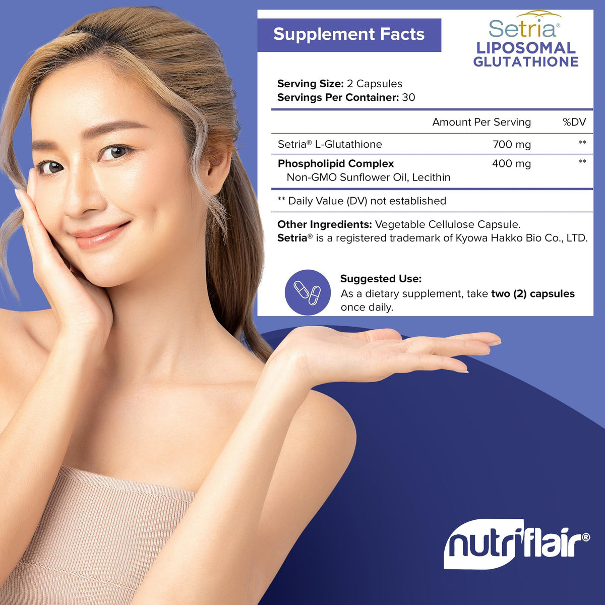 Liposomal Glutathione Supplement 700mg 60 Capsules H745443