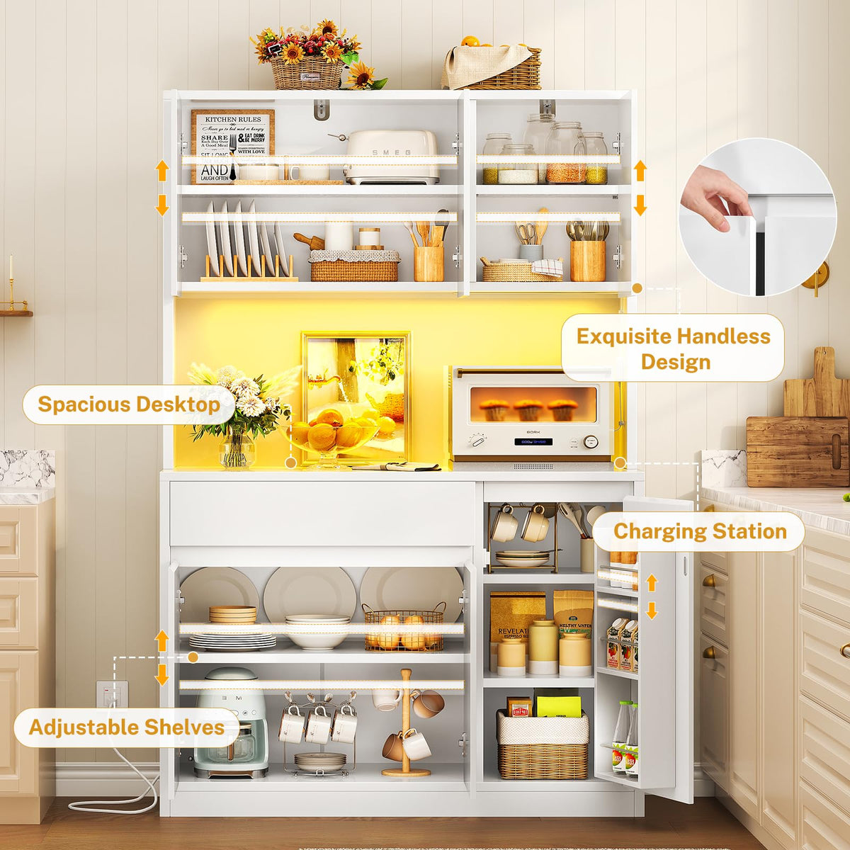 Pantry Cabinet with Charging Station Y265