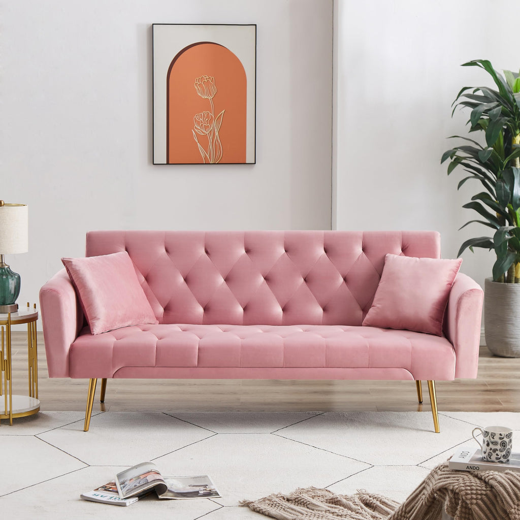 Pink Velvet Convertible Sofa Bed J501