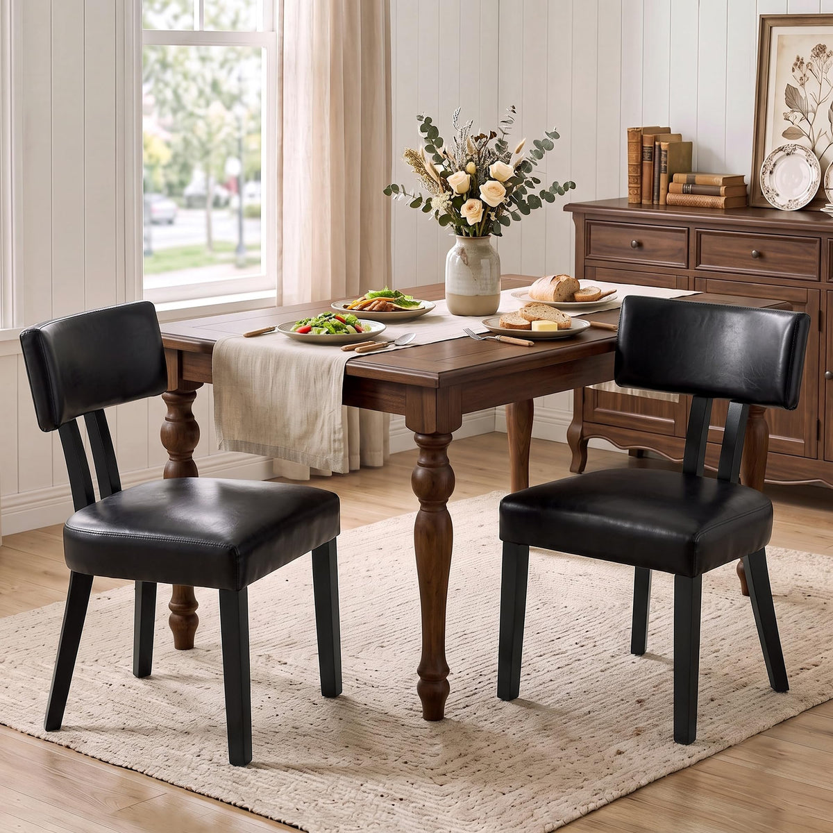 Gloss Black Upholstered Dining Chairs Set of 2 V913895