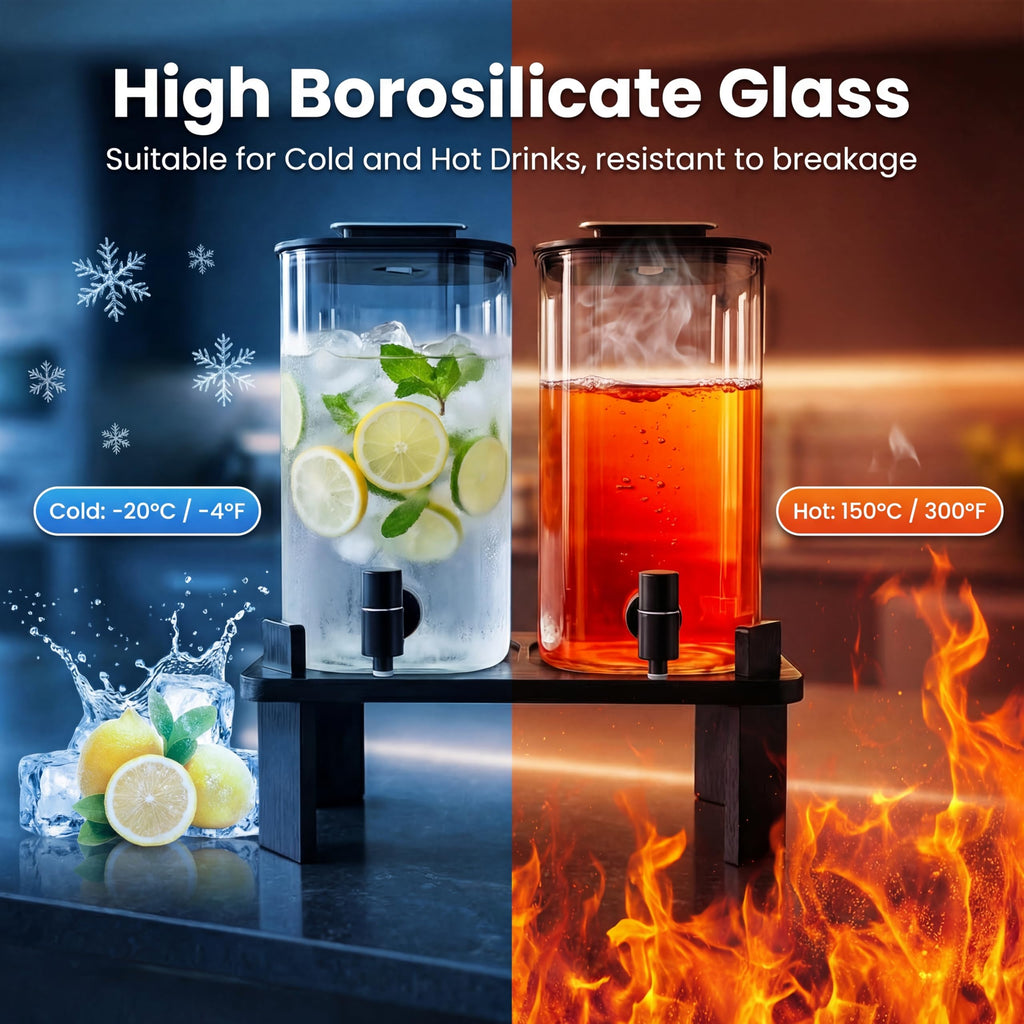 2 PCS 3 Gallon Glass Beverage Dispenser with Wood Stand X260846