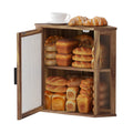 2-Tier Acacia Wood Bread Box with Window Q834916