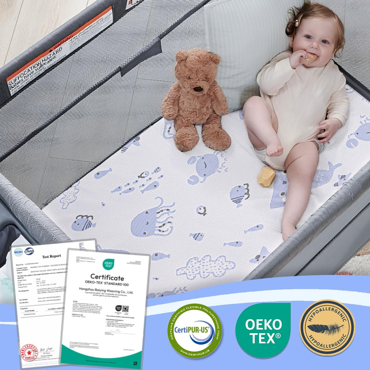 Dual Sided Memory Foam Pack and Play Mattress 38"x26" M182343