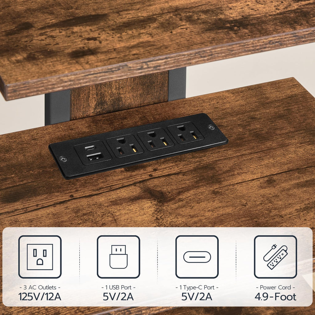 4-Tier Media Stand with Charging Station & LED Light T604