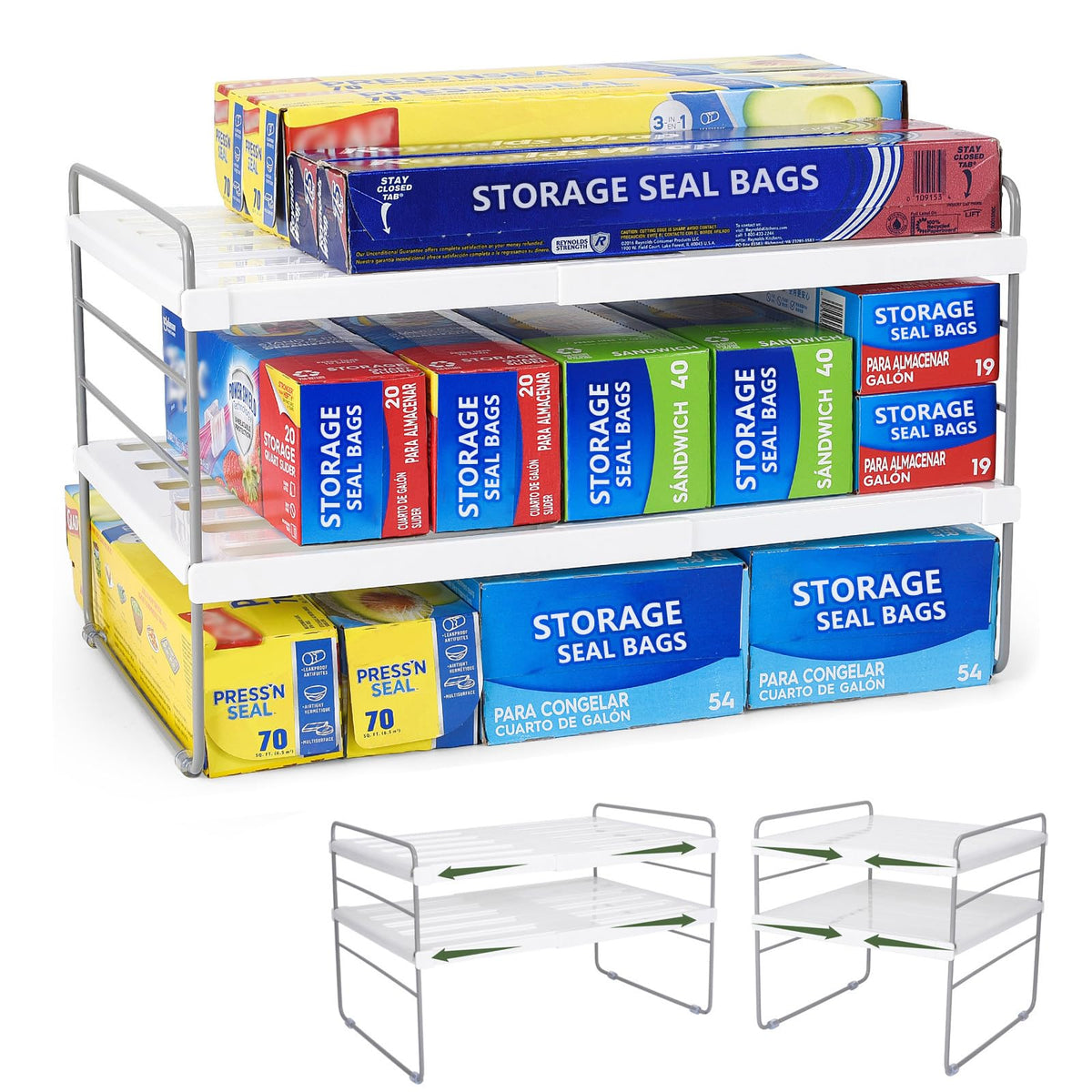 Expandable Adjustable Kitchen Wrap Box Organizer Rack T9862
