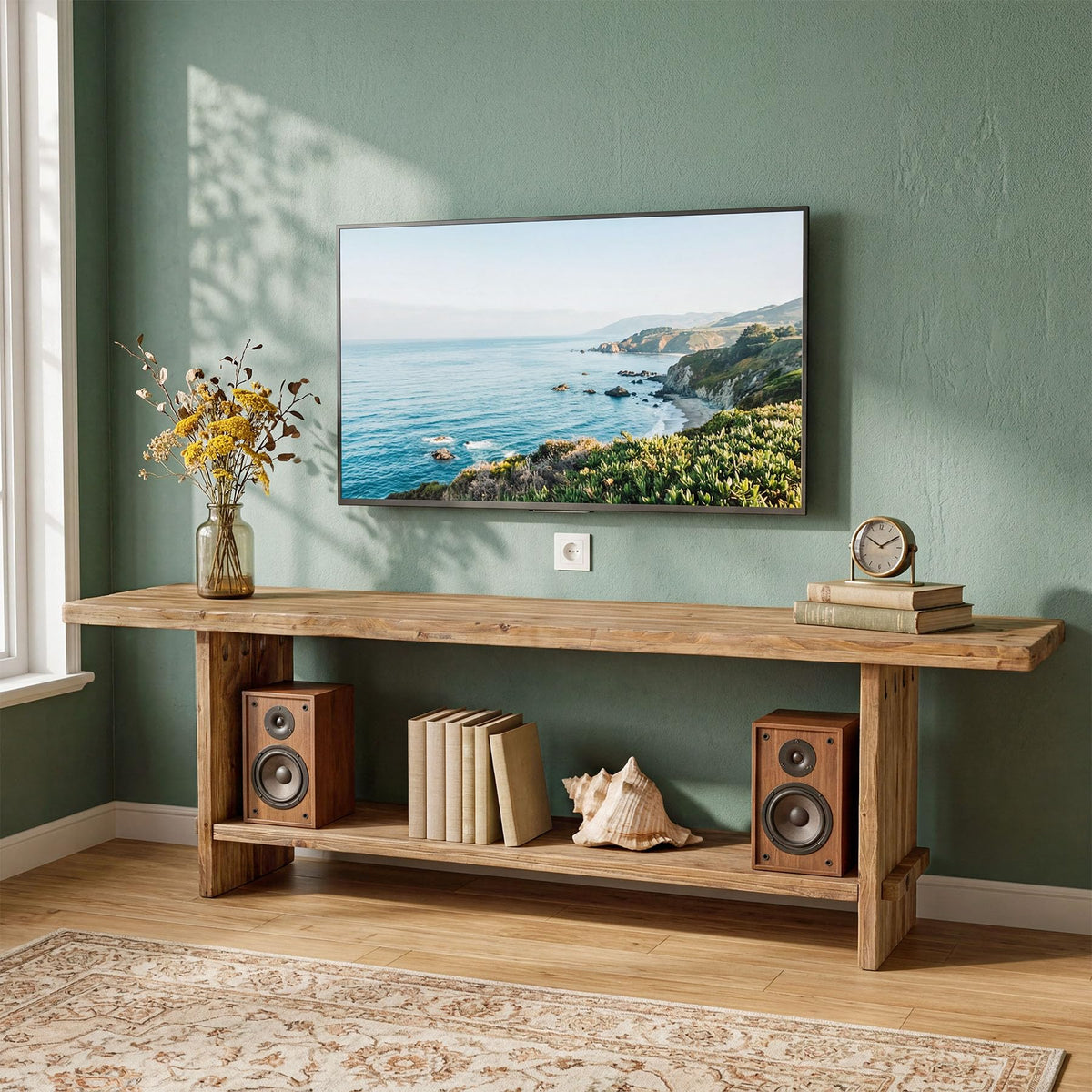 71" Solid Wood 2-Tier TV Stand Z910