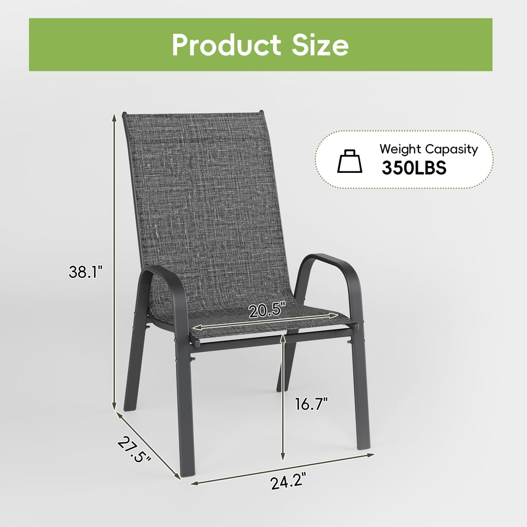 Dark Grey Metal Patio Chairs Set of 4 W735
