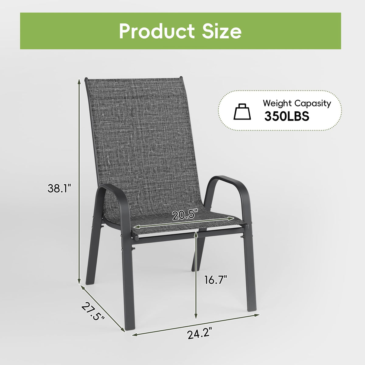 Dark Grey Metal Patio Chairs Set of 4 W735