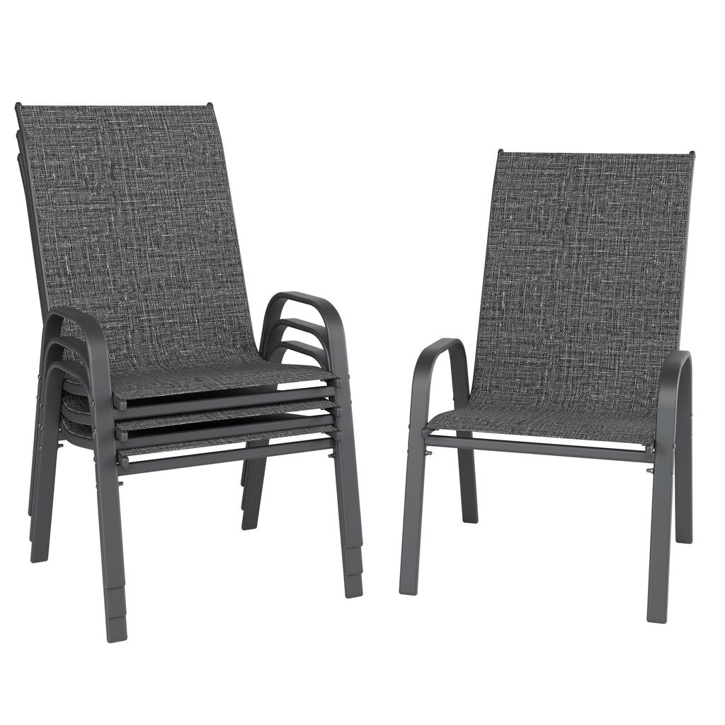 Dark Grey Metal Patio Chairs Set of 4 W735