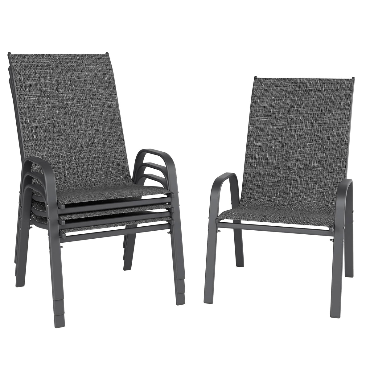 Dark Grey Metal Patio Chairs Set of 4 W735