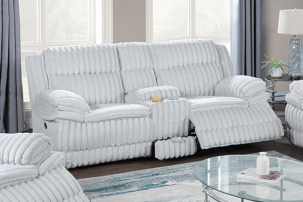 Light Gray Corduroy Recliner Loveseat with Drawer Console Z99364