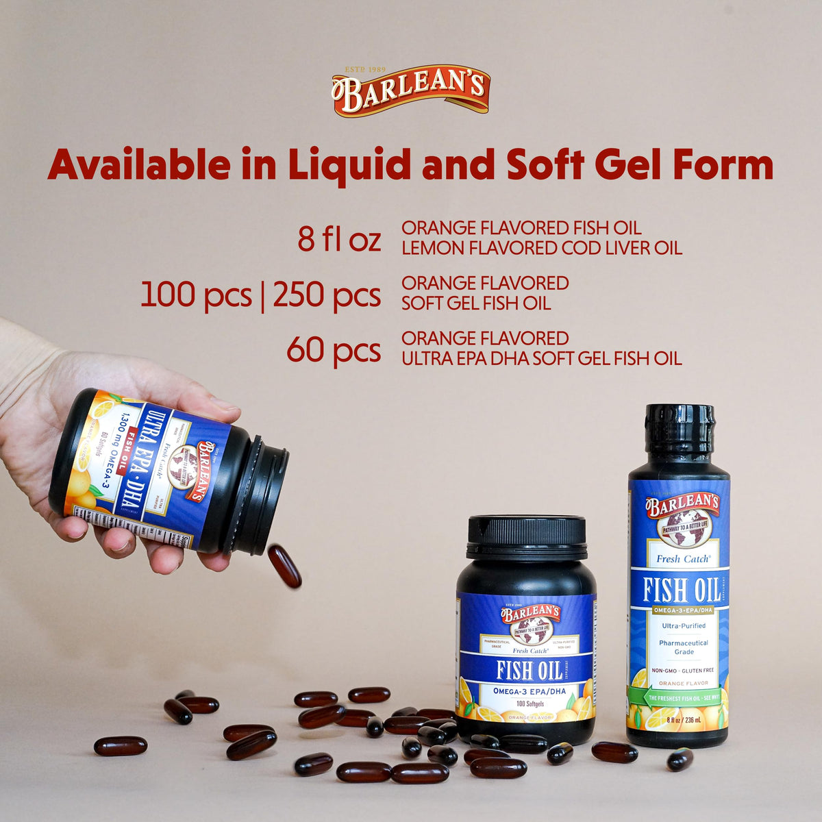 Omega 3 Fish Oil 600mg EPA & DHA Softgels Orange 250 Count H99252