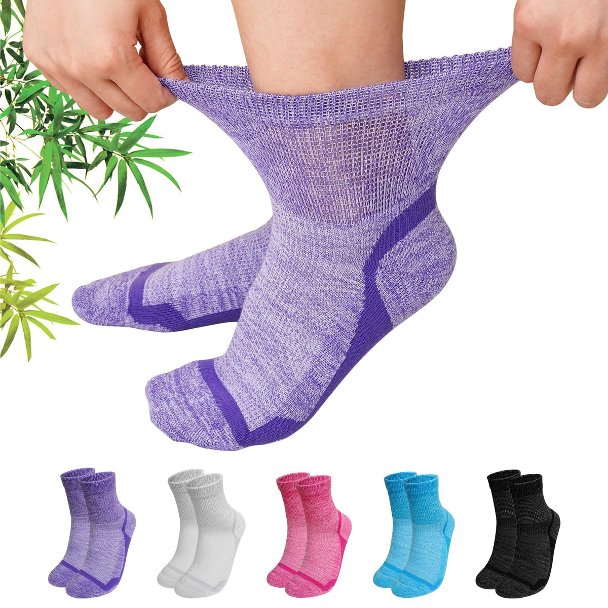 Bamboo Viscose Non-Binding Ankle Socks 5 Pairs D154022