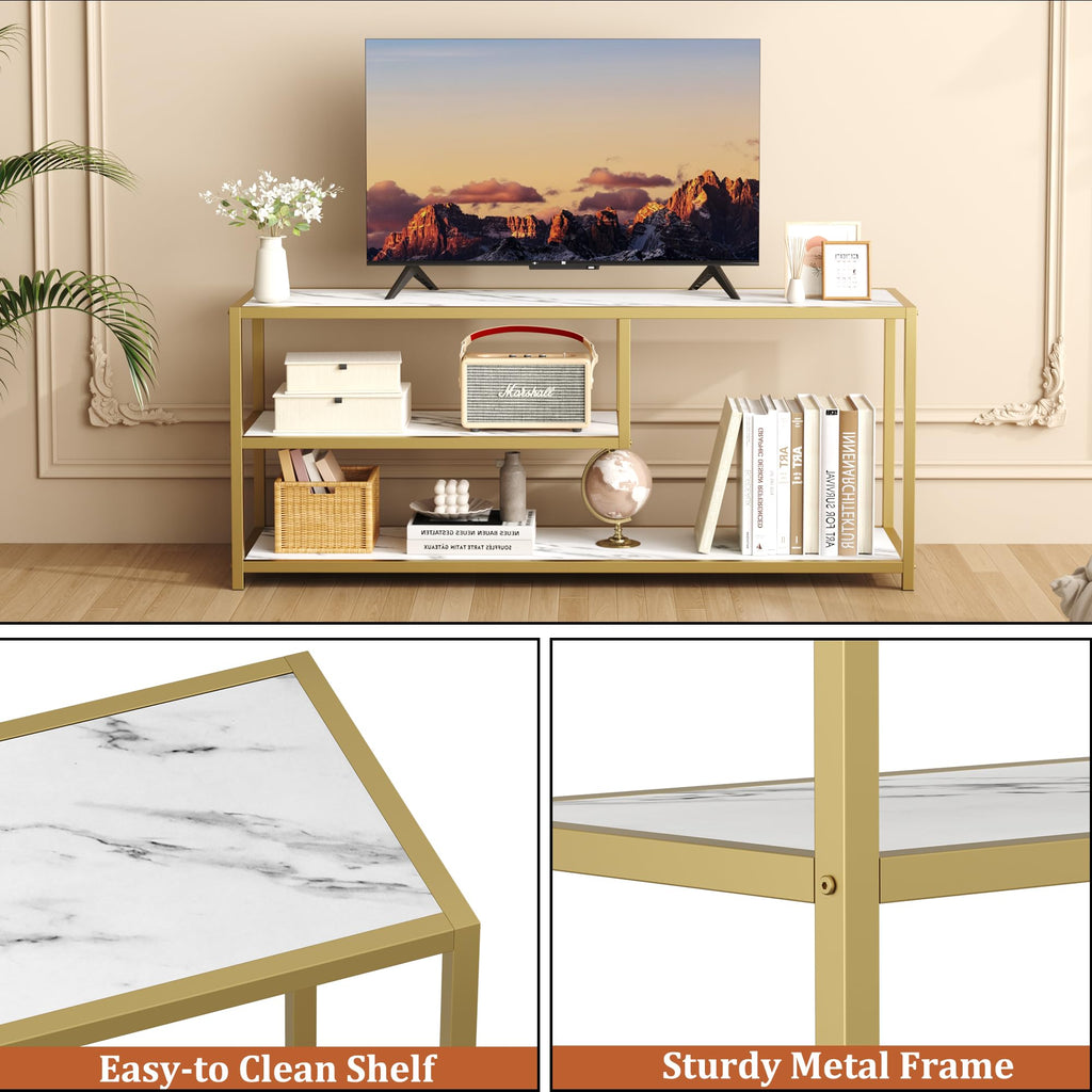 TV Stand for TVs up to 55 Inch, 3 Tier Media Console with Open Storage Shelves D4403
